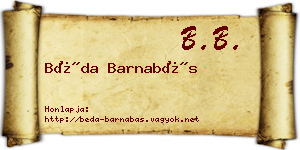 Béda Barnabás névjegykártya